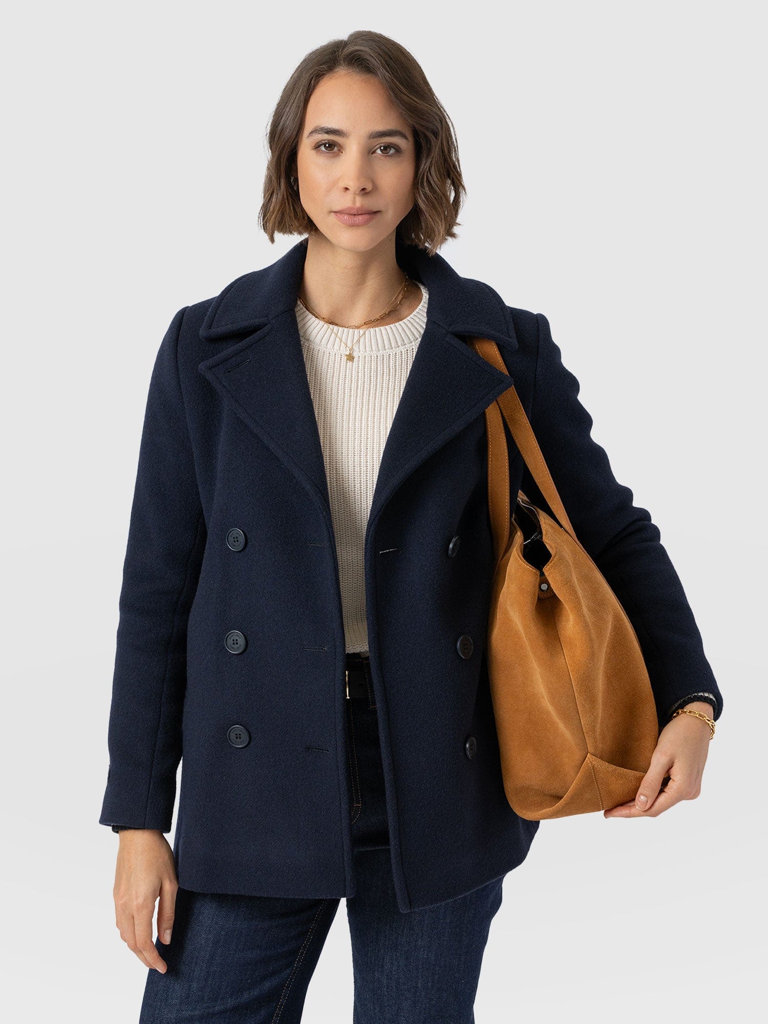 Quinn Pea Coat - Navy - Women's Outerwears | Saint + Sofia® USA